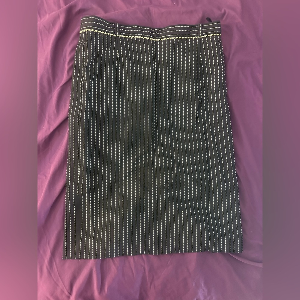 Escada Dark Blue and White Striped Pencil Skirt